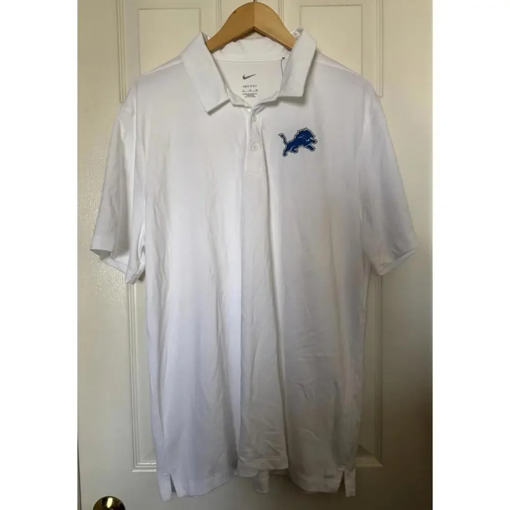 Nike Men Size XL Dri-FIT NFL On Field Detroit Lions Ribbed Performance Golf Polo